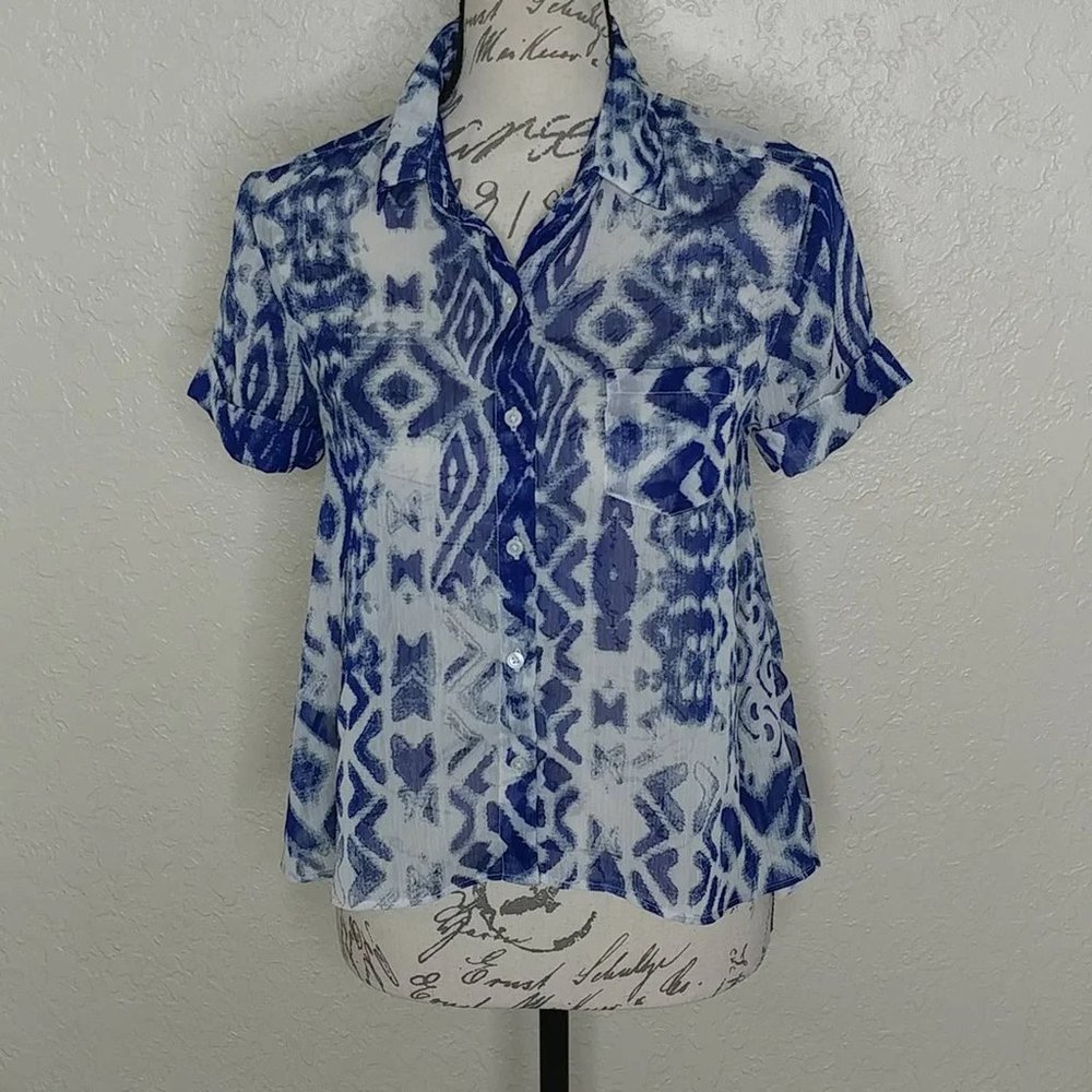 Band of Gypsies Sheer Button Front Top Size S